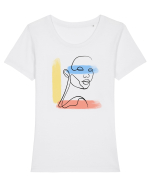 Abstract color Tricou mânecă scurtă guler larg fitted Damă Expresser