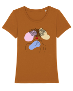 In flowers Tricou mânecă scurtă guler larg fitted Damă Expresser