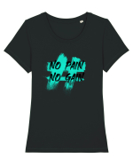 No pain No gain Tricou mânecă scurtă guler larg fitted Damă Expresser