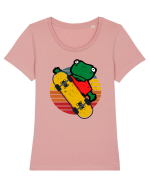Broasca Pe Skateboard Tricou mânecă scurtă guler larg fitted Damă Expresser