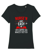 Coffee makes it better Tricou mânecă scurtă guler larg fitted Damă Expresser