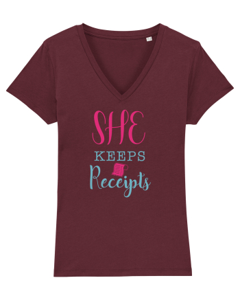 She keeps Receipts Burgundy