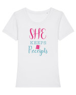 She keeps Receipts Tricou mânecă scurtă guler larg fitted Damă Expresser