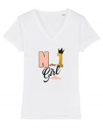 Number one Girl Tricou mânecă scurtă guler V Damă Evoker