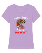 You've stolen a pizza my heart. Tricou mânecă scurtă guler larg fitted Damă Expresser