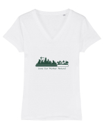 Save our mother NATURE! Tricou mânecă scurtă guler V Damă Evoker