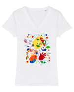 Abstract Tricou mânecă scurtă guler V Damă Evoker