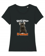 Hug your Frenchie Tricou mânecă scurtă guler larg fitted Damă Expresser