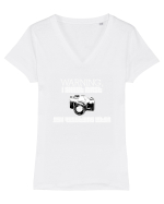 I shoot first. Tricou mânecă scurtă guler V Damă Evoker