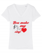 My heart sing Tricou mânecă scurtă guler V Damă Evoker