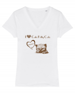 Cute kitty catz Tricou mânecă scurtă guler V Damă Evoker