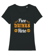 Free Drinks Here Tricou mânecă scurtă guler larg fitted Damă Expresser