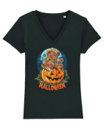 Halloween Bear Tricou mânecă scurtă guler V Damă Evoker