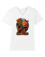 Halloween Pumpkin Head Tricou mânecă scurtă guler V Bărbat Presenter