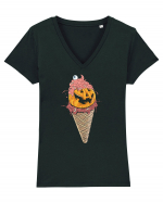 Monster Pumpkin Icecream Tricou mânecă scurtă guler V Damă Evoker