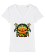Pumpkin Halloween Bat Tricou mânecă scurtă guler V Damă Evoker