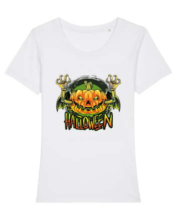 Pumpkin Halloween Bat White