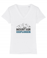 Mountain Explorer Illustration Tricou mânecă scurtă guler V Damă Evoker