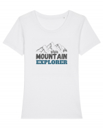 Mountain Explorer Illustration Tricou mânecă scurtă guler larg fitted Damă Expresser