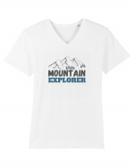 Mountain Explorer Illustration Tricou mânecă scurtă guler V Bărbat Presenter