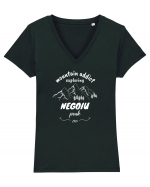 Mountain Addict Negoiu Peak (Vârful Negoiu)  Tricou mânecă scurtă guler V Damă Evoker