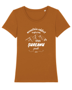 Mountain Addict Șureanu Peak White (Vârful Șureanu)  Tricou mânecă scurtă guler larg fitted Damă Expresser