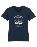 Mountain Addict Șureanu Peak White (Vârful Șureanu)  Tricou mânecă scurtă guler V Bărbat Presenter