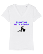 Gamer Life playing with noobs (când joci cu începători)  Tricou mânecă scurtă guler V Damă Evoker