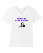 Gamer Life playing with noobs (când joci cu începători)  Tricou mânecă scurtă guler V Bărbat Presenter