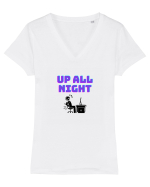 Gamer Life up all night (când te joci toată noaptea)  Tricou mânecă scurtă guler V Damă Evoker