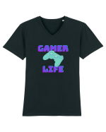 Gamer Life consolă verde Tricou mânecă scurtă guler V Bărbat Presenter