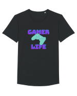 Gamer Life consolă verde Tricou mânecă scurtă guler larg Bărbat Skater