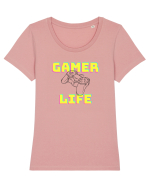 Gamer Life consolă neagră  Tricou mânecă scurtă guler larg fitted Damă Expresser