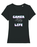 Gamer Life consolă albă  Tricou mânecă scurtă guler larg fitted Damă Expresser