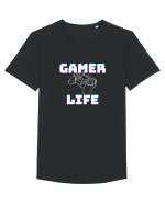 Gamer Life consolă albă  Tricou mânecă scurtă guler larg Bărbat Skater
