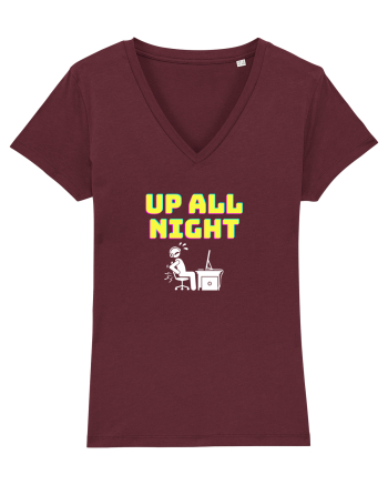 Gamer Life up all night (când te joci toată noaptea) alb Burgundy