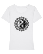 Yin Yang Symbol in a Mandala Tricou mânecă scurtă guler larg fitted Damă Expresser