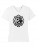 Yin Yang Symbol in a Mandala Tricou mânecă scurtă guler V Bărbat Presenter