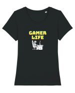 Gamer Life Girl (viața de gamer fete)  Tricou mânecă scurtă guler larg fitted Damă Expresser