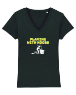Gamer Life playing with noobs (când joci cu începători)  Tricou mânecă scurtă guler V Damă Evoker