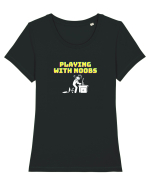 Gamer Life playing with noobs (când joci cu începători)  Tricou mânecă scurtă guler larg fitted Damă Expresser