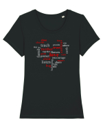 FAMILY HEART Tricou mânecă scurtă guler larg fitted Damă Expresser