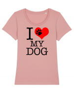 I love my dog. Tricou mânecă scurtă guler larg fitted Damă Expresser