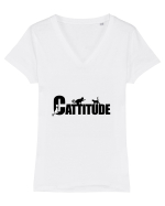 Cattitude Tricou mânecă scurtă guler V Damă Evoker