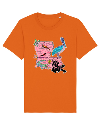 Louisiana Map Bright Orange