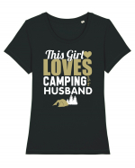 Camping with Husband Tricou mânecă scurtă guler larg fitted Damă Expresser