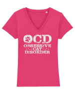 Cat disorder Tricou mânecă scurtă guler V Damă Evoker