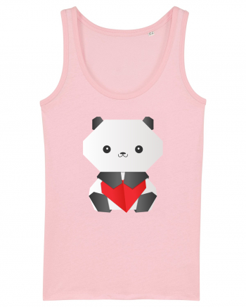 Cute Origami Baby Panda Hugging A Heart Cotton Pink