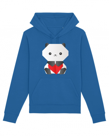 Cute Origami Baby Panda Hugging A Heart Royal Blue