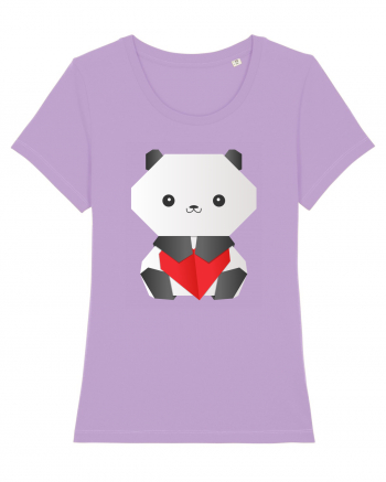 Cute Origami Baby Panda Hugging A Heart Lavender Dawn